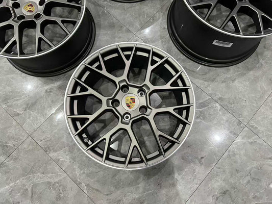 Genuine Porsche 911 (992) RS Spyder Design Wheels - 20"/21" Staggered Set - Satin Platinum Finish - Pre-owned