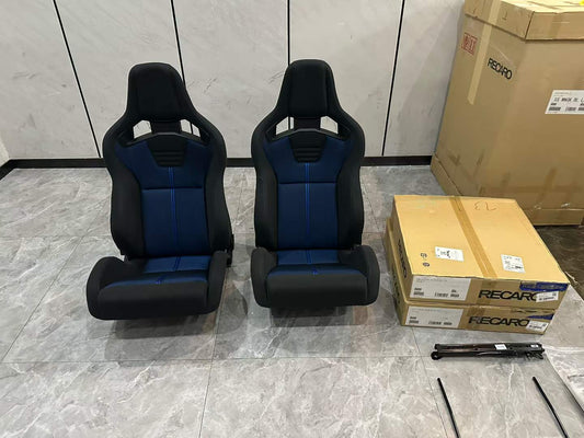 🇯🇵 Recaro Sportster CS Black Blue Racing Stripe Seats Pair w/ Original Boxes - Pre-owned