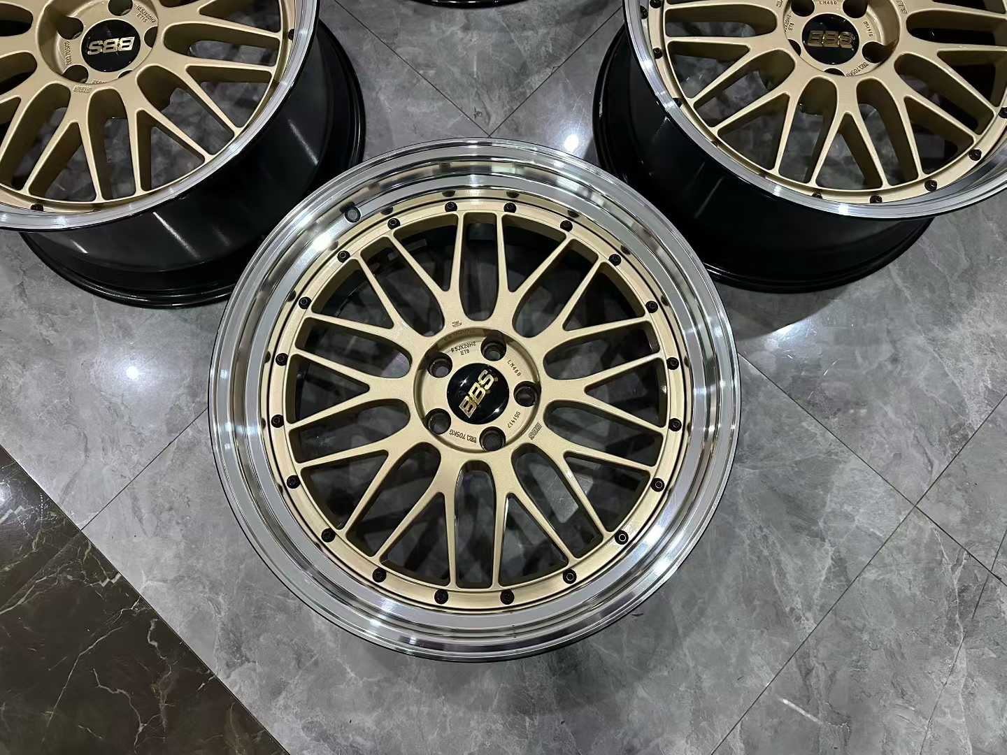 🇯🇵 BBS LM Forged 2-Piece Wheels - 20" BKBD-GL - Black Diamond & Gold Lip - Pre-owned