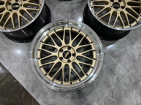 🇯🇵 BBS LM Forged 2-Piece Wheels - 20" BKBD-GL - Black Diamond & Gold Lip - Pre-owned