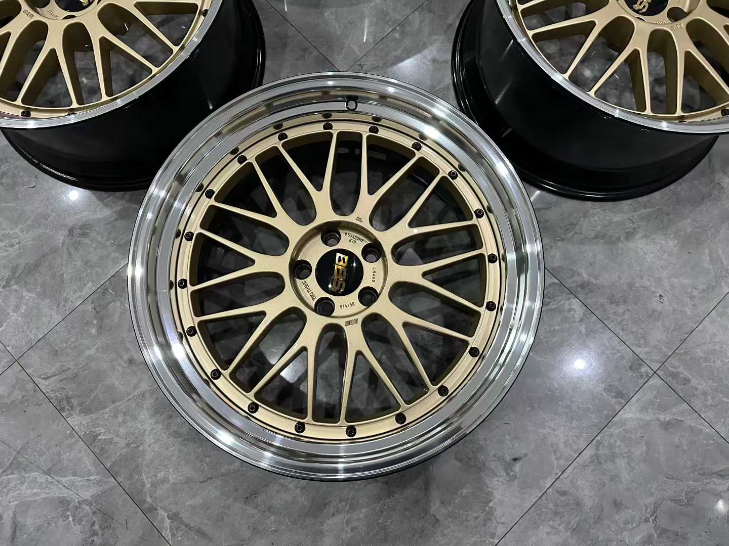 🇯🇵 BBS LM Forged 2-Piece Wheels - 20" BKBD-GL - Black Diamond & Gold Lip - Pre-owned