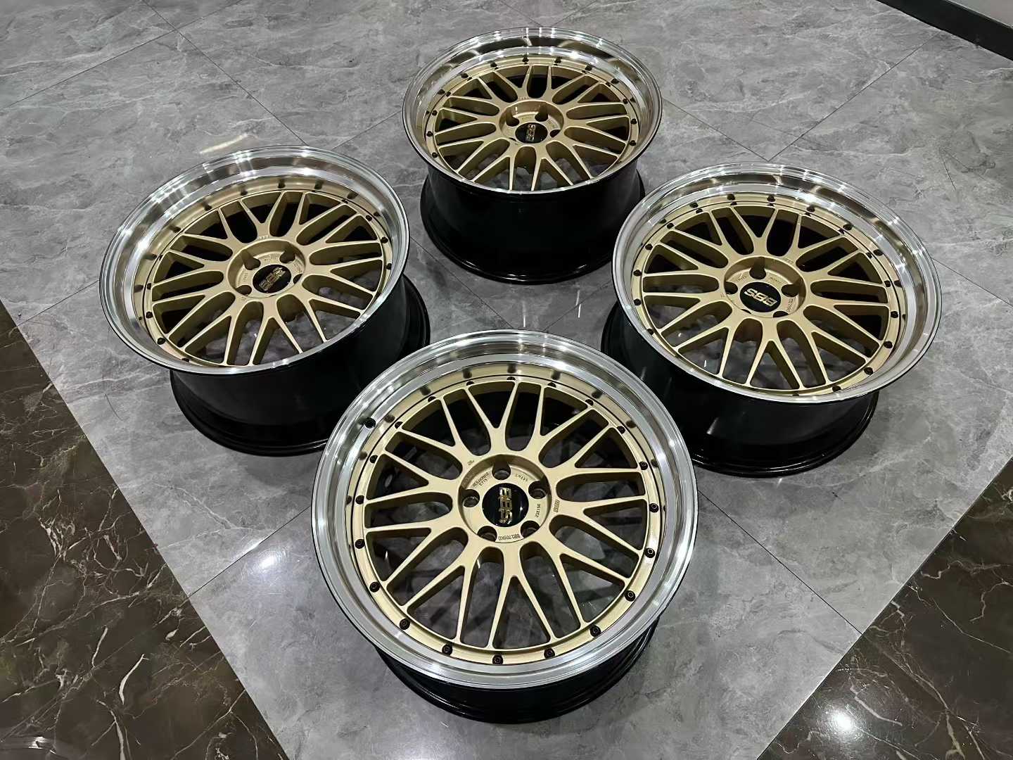 🇯🇵 BBS LM Forged 2-Piece Wheels - 20" BKBD-GL - Black Diamond & Gold Lip - Pre-owned