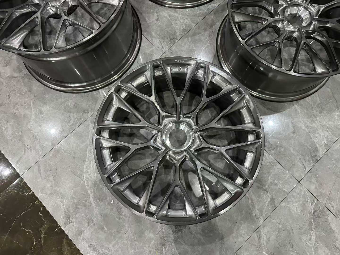 🇺🇸 HRE P200 Forged Monoblok Wheels - Glossy Brushed Gray - 20"/21" Staggered Set - Pre-owned