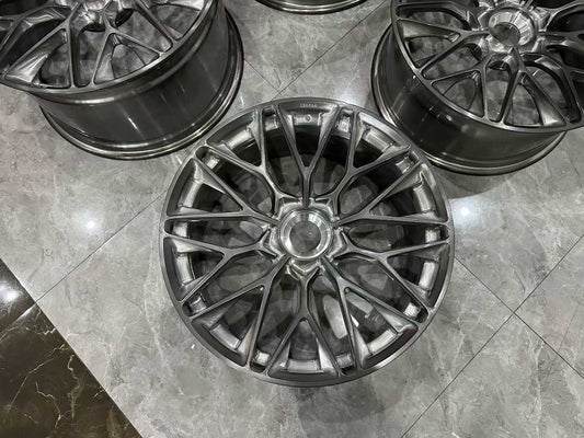 🇺🇸 HRE P200 Forged Monoblok Wheels - Glossy Brushed Gray - 20"/21" Staggered Set - Pre-owned