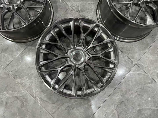 🇺🇸 HRE P200 Forged Monoblok Wheels - Glossy Brushed Gray - 20"/21" Staggered Set - Pre-owned