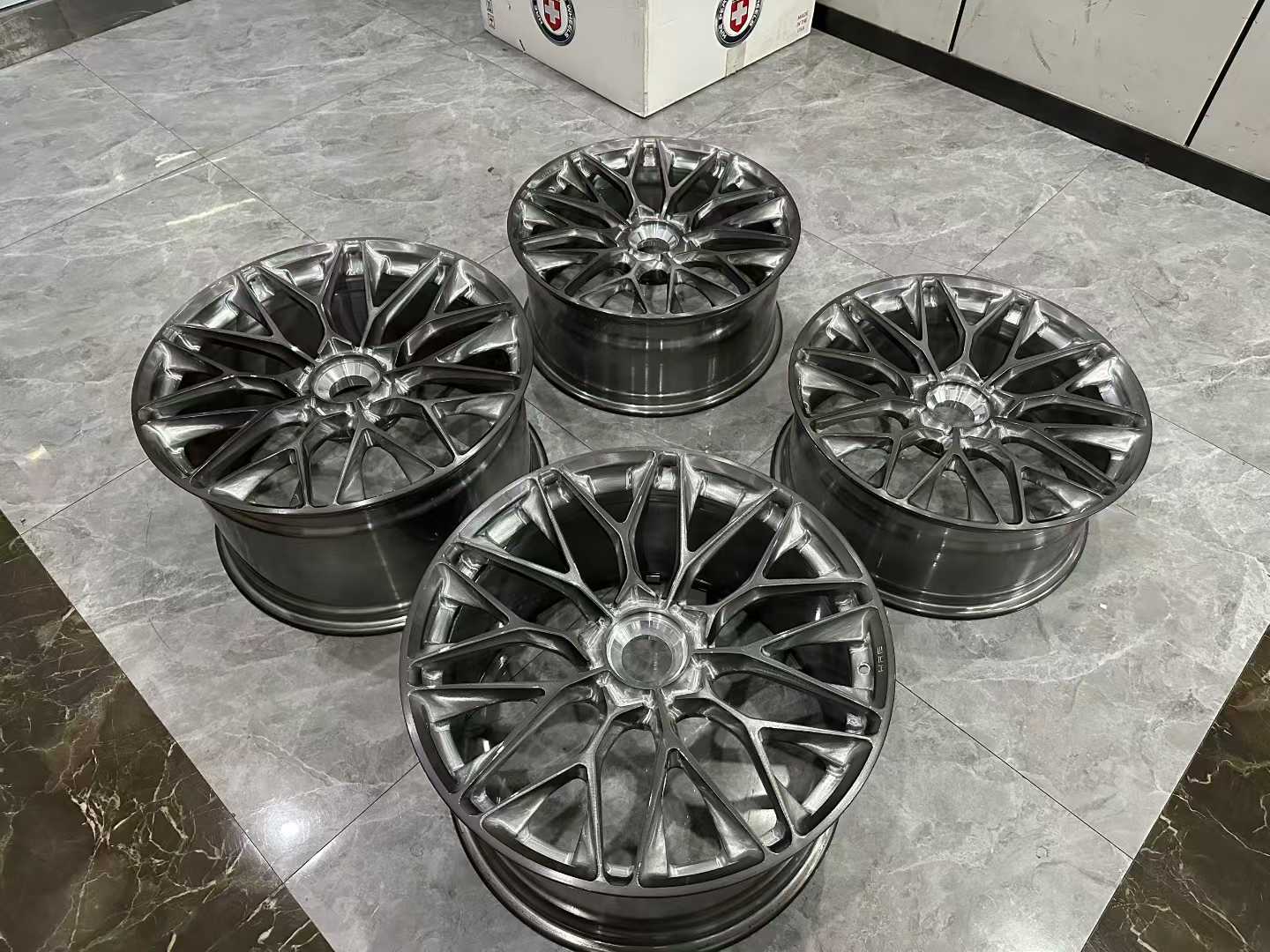 🇺🇸 HRE P200 Forged Monoblok Wheels - Glossy Brushed Gray - 20"/21" Staggered Set - Pre-owned