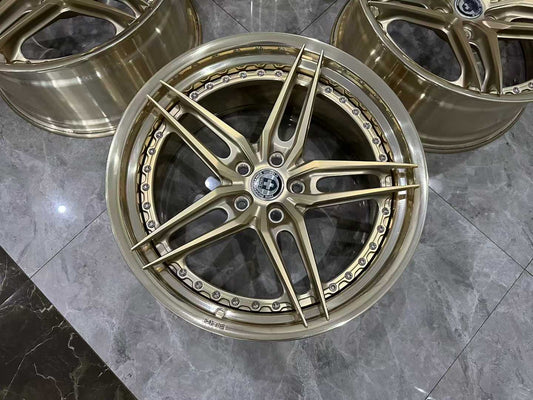 🇺🇸 HRE S107SC Forged Wheels - 20" Staggered Set - Frozen Gold Finish - Pre-owned