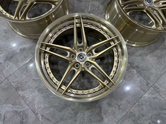 🇺🇸 HRE S107SC Forged Wheels - 20" Staggered Set - Frozen Gold Finish - Pre-owned