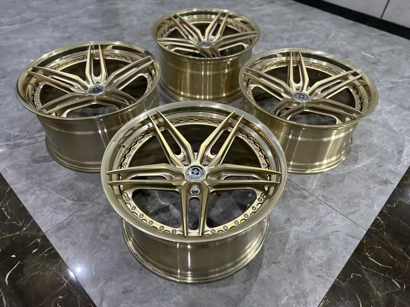 🇺🇸 HRE S107SC Forged Wheels - 20" Staggered Set - Frozen Gold Finish - Pre-owned