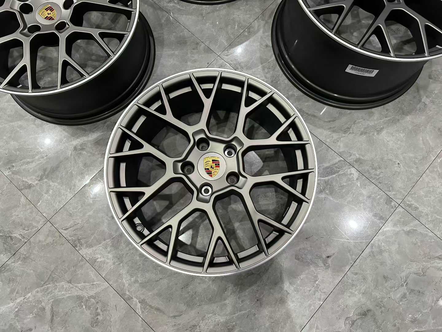 Genuine Porsche 911 (992) RS Spyder Design Wheels - 20"/21" Staggered Set - Satin Platinum Finish - Pre-owned