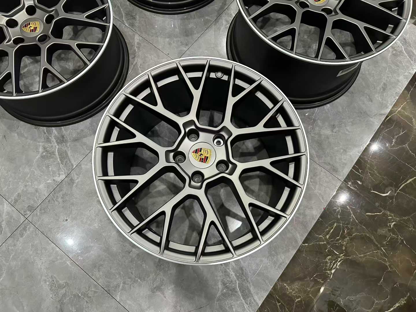 Genuine Porsche 911 (992) RS Spyder Design Wheels - 20"/21" Staggered Set - Satin Platinum Finish - Pre-owned