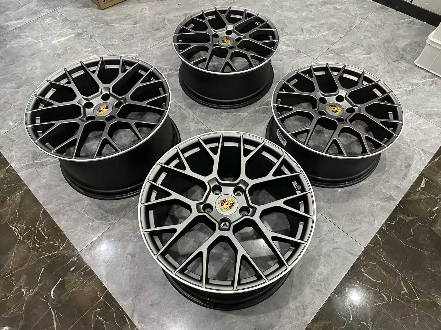 Genuine Porsche 911 (992) RS Spyder Design Wheels - 20"/21" Staggered Set - Satin Platinum Finish - Pre-owned