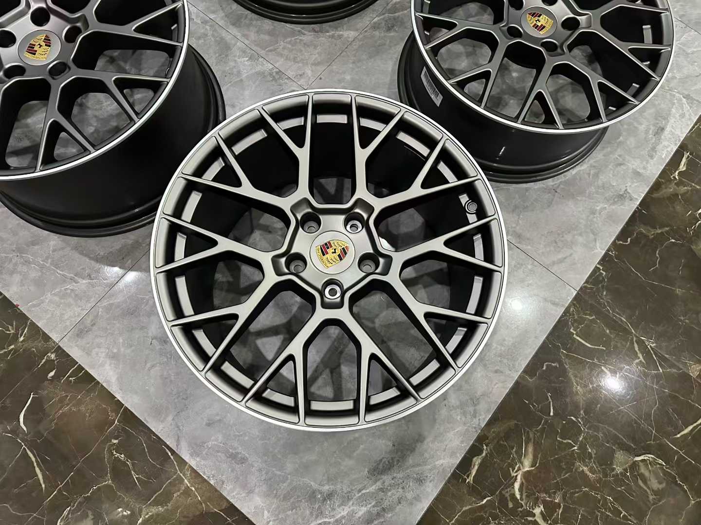 Genuine Porsche 911 (992) RS Spyder Design Wheels - 20"/21" Staggered Set - Satin Platinum Finish - Pre-owned