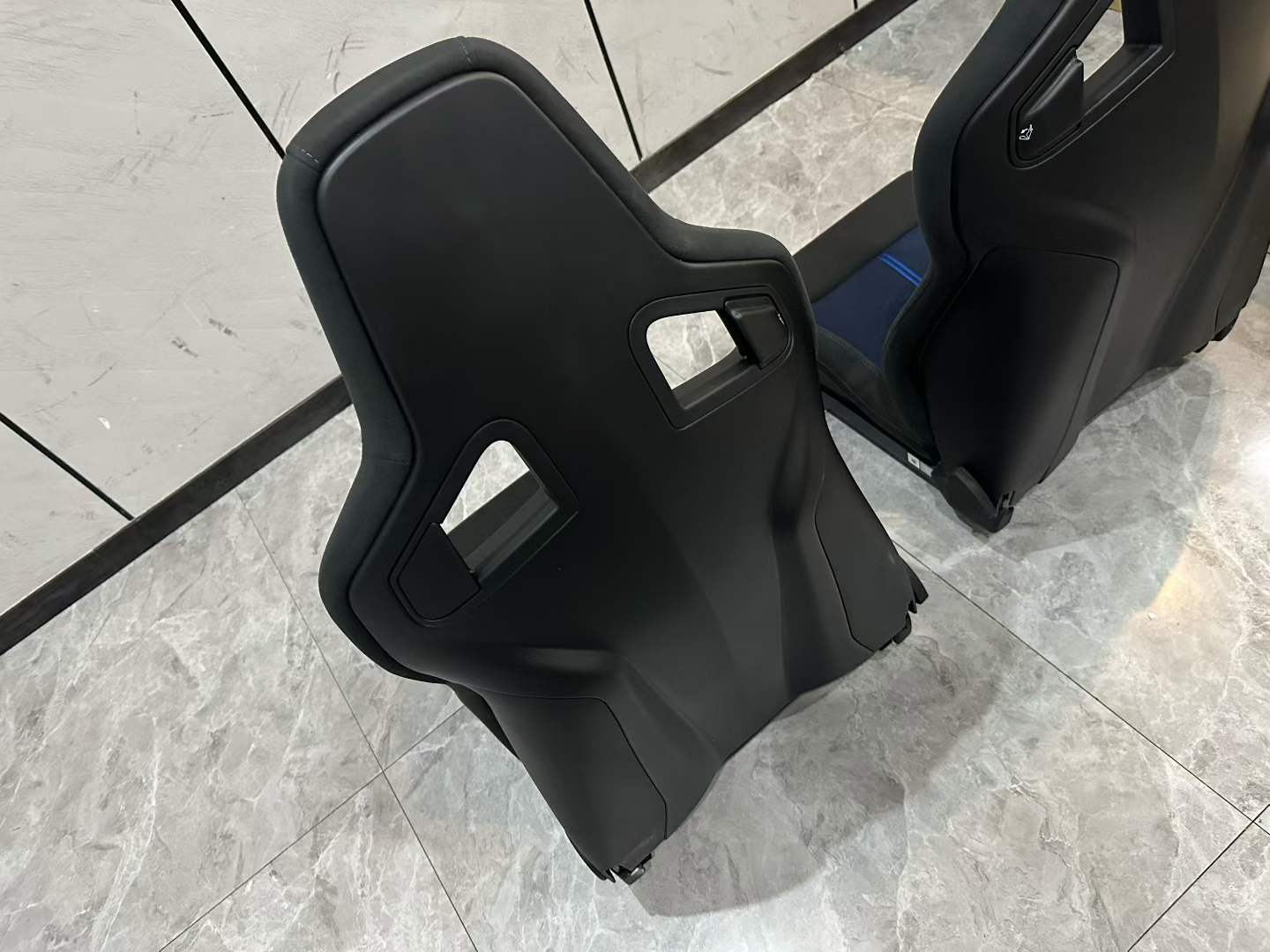 🇯🇵 Recaro Sportster CS Black Blue Racing Stripe Seats Pair w/ Original Boxes - Pre-owned