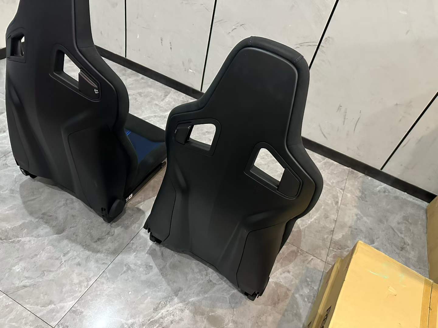 🇯🇵 Recaro Sportster CS Black Blue Racing Stripe Seats Pair w/ Original Boxes - Pre-owned