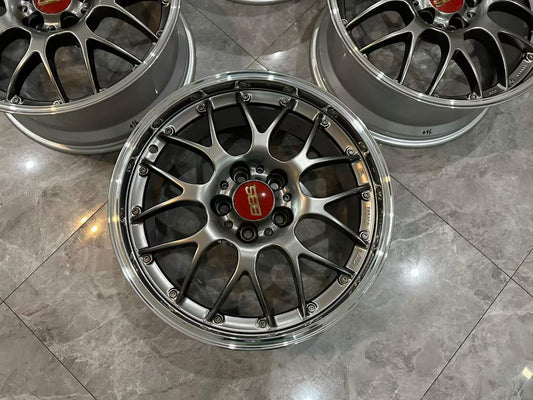 🇯🇵 BBS RS-GT Diamond Black 18" 2-Piece Forged Wheel Set - Pre-owned